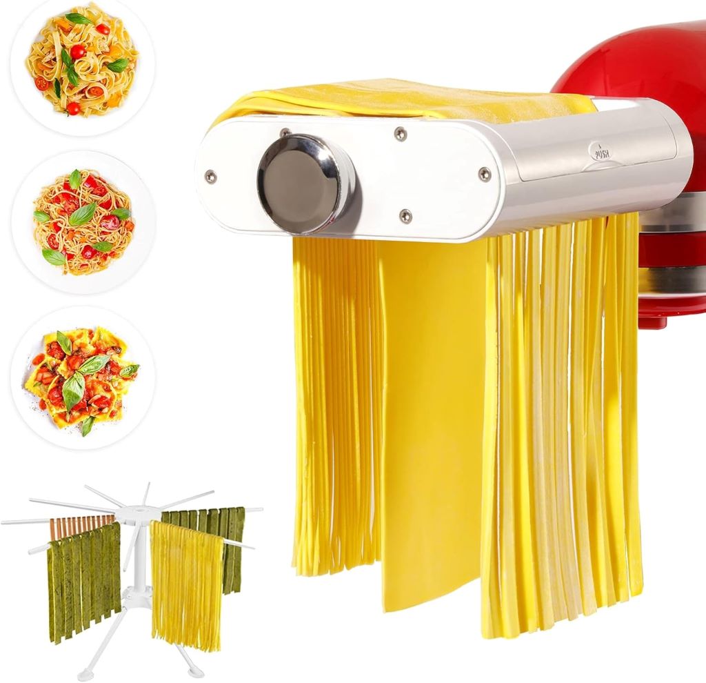 Close-up of ANTREE pasta roller and cutter set for making homemade spaghetti and fettuccine