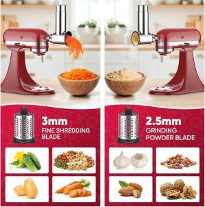 KitchenAid stand mixer with Cofun slicer shredder salad maker accessory