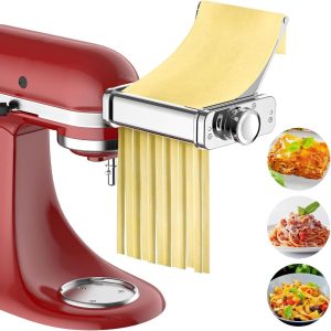 GVODE 3-in-1 KitchenAid pasta attachment with roller, spaghetti and fettuccine cutters.