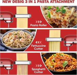 KitchenAid stand mixer accessory – GVODE 3-in-1 pasta maker for fresh homemade pasta.