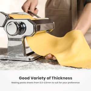 ISILER 2-in-1 pasta maker with adjustable rollers and cutter for homemade noodles and dumplings.