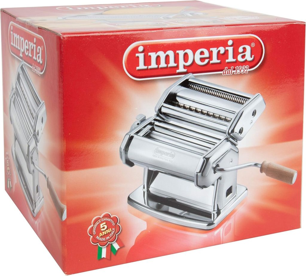 Italian-made Imperia electric pasta machine with cutters for fresh homemade pasta