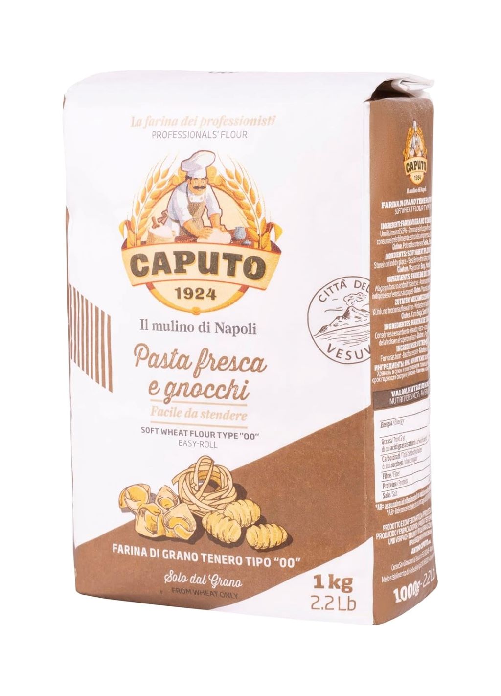 2.2 lb bag of all-natural 00 flour for homemade pasta and gnocchi