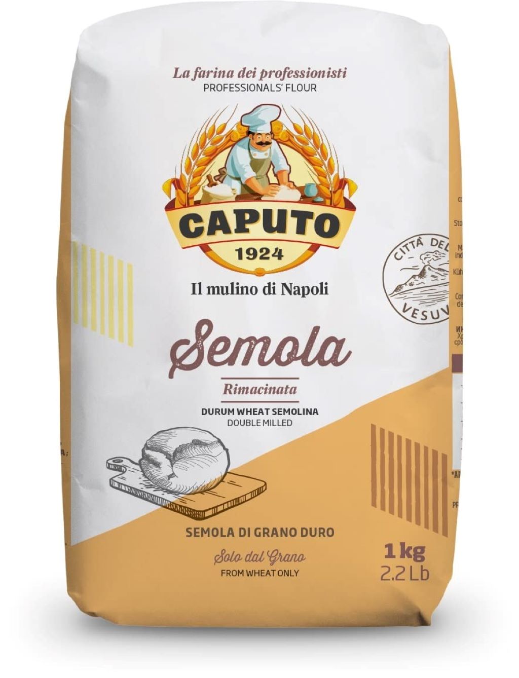 Caputo Antimo Semolina Flour 2.2 lb bag for fresh, all-natural pasta.