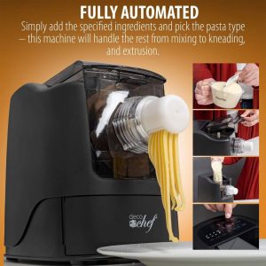 Deco Chef Automatic Pasta Maker with 13 pasta discs and built-in storage drawer