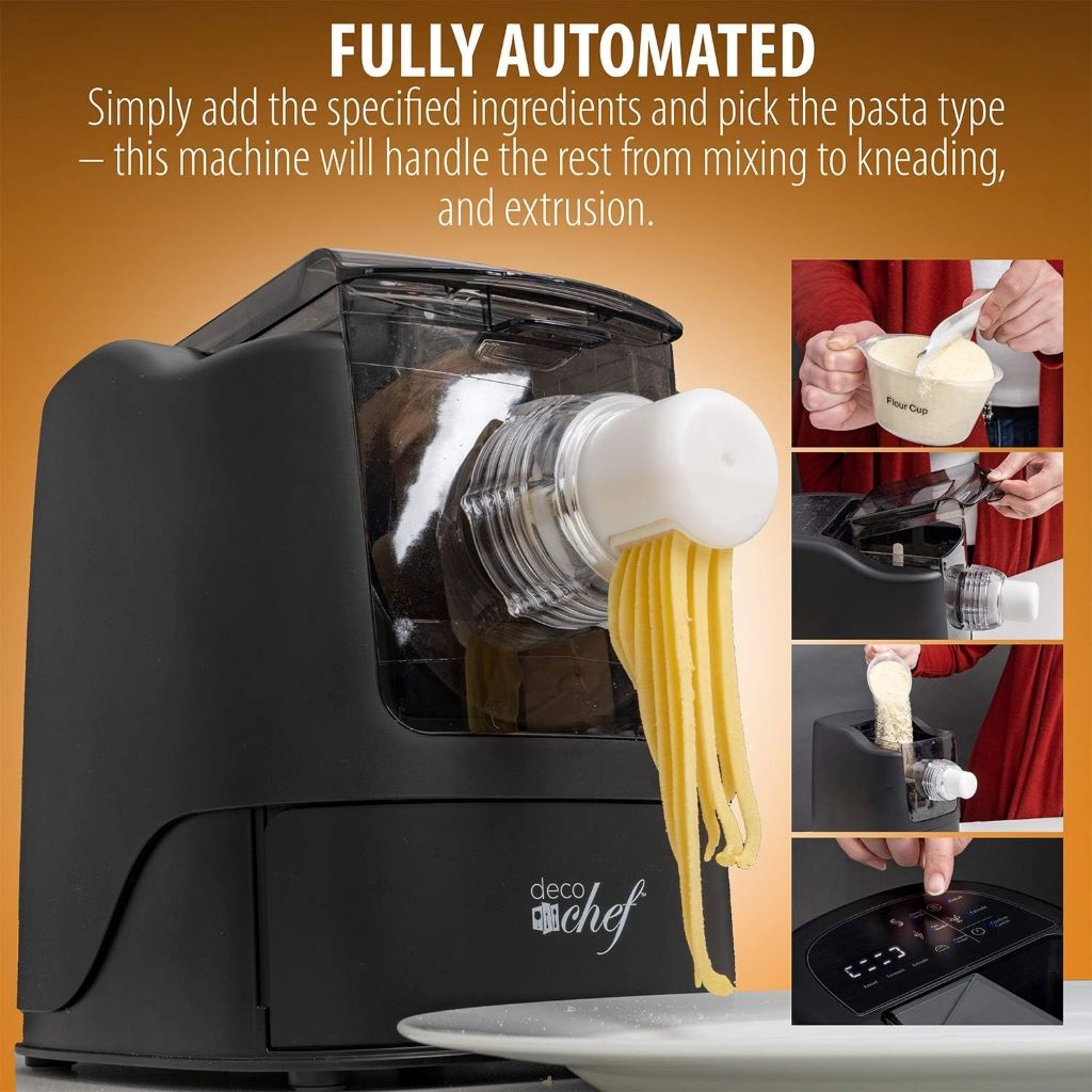 Deco Chef Automatic Pasta Maker with 13 pasta discs and built-in storage drawer