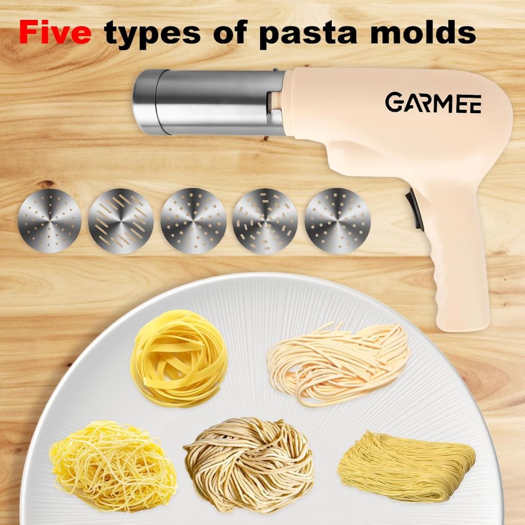 GARMEE pasta maker appliance for fresh spaghetti and noodle preparation.