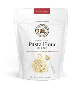 King Arthur White Pasta Flour Blend 3 lb bag, finely ground for homemade pasta.