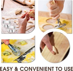 Krbnk 9-piece wooden pasta kit with roller, drying rack, and cutting tools for fresh pasta.