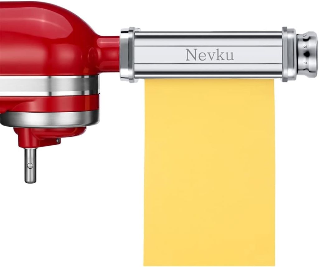 Nevku Pasta Maker Attachments for KitchenAid including roller, spaghetti and fettuccine cutters