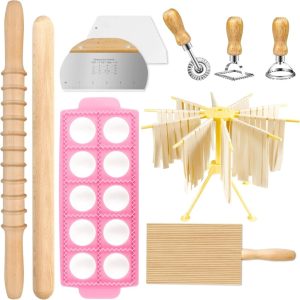 OARSE 10-piece pasta making kit with drying rack and pasta cutters displayed on a kitchen counter