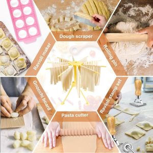 Hands preparing fresh pasta using OARSE 10-piece pasta making kit and accessories
