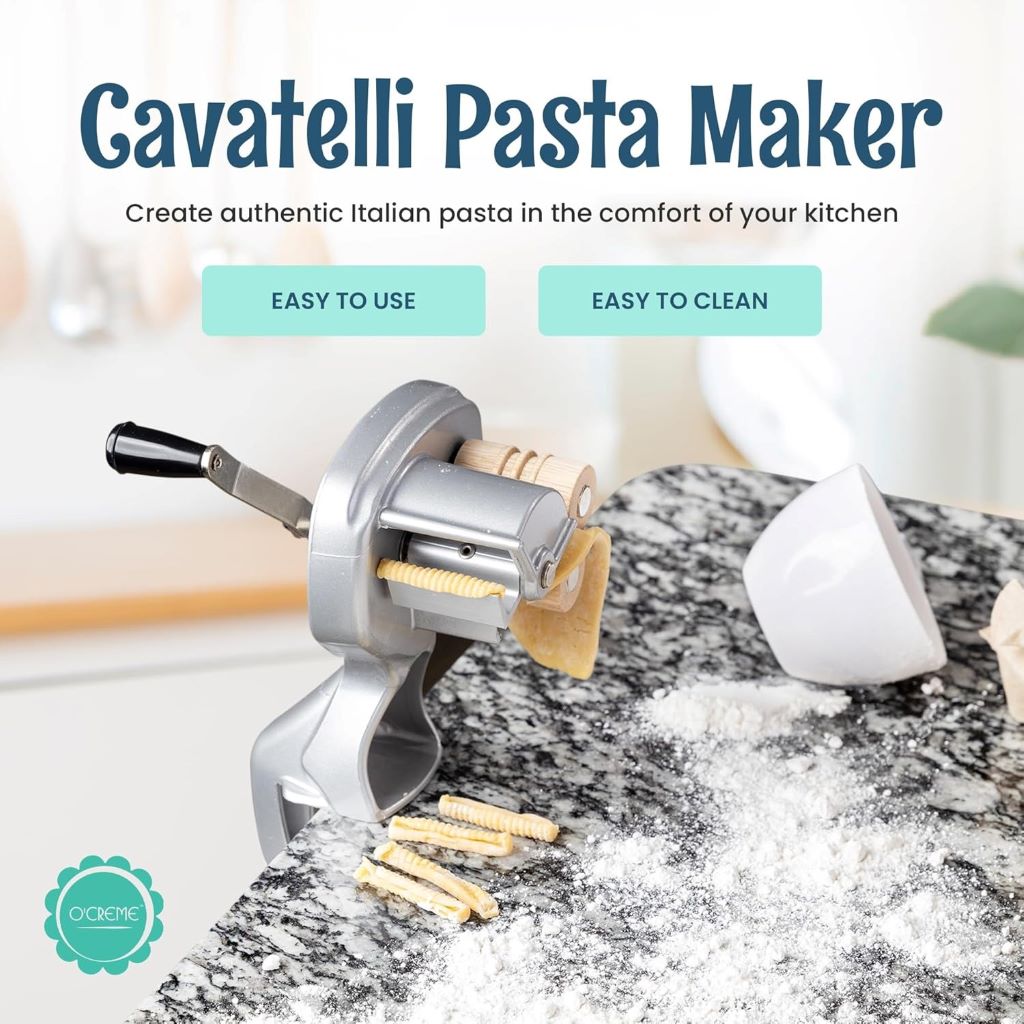 Easy-to-use O'Creme pasta roller for homemade gnocchi and pasta