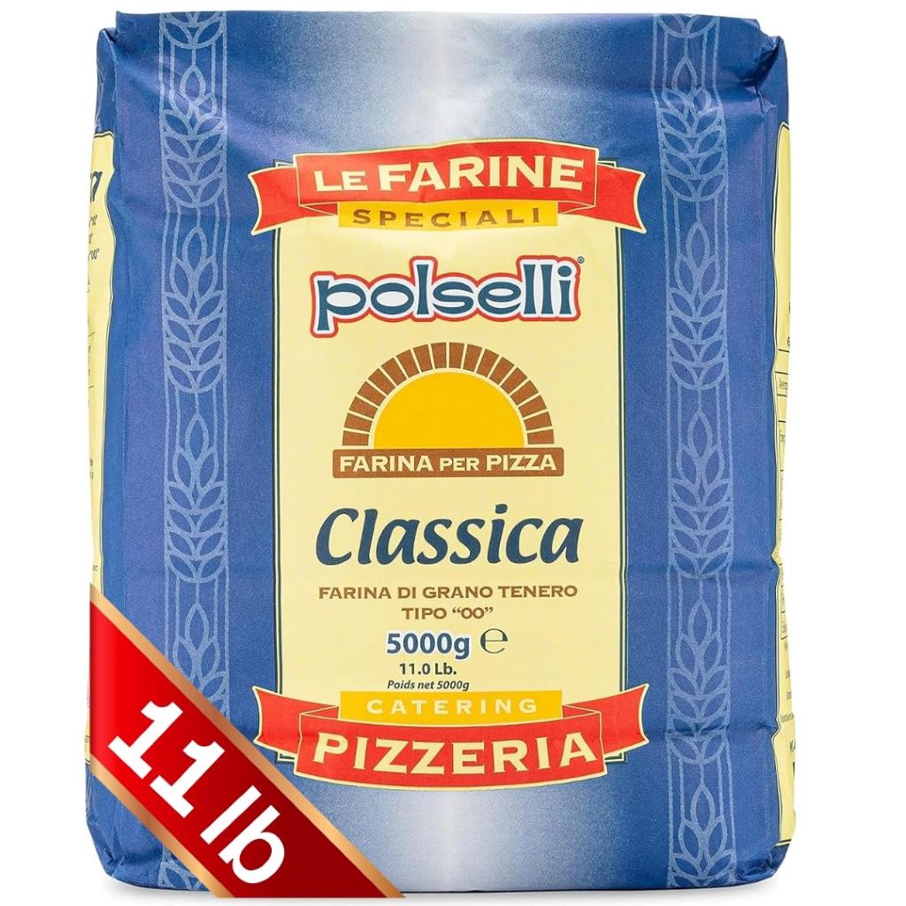 Bag of POLSELLI Classica '00' Flour for pizza, pasta, and bread, all-natural and additive-free.