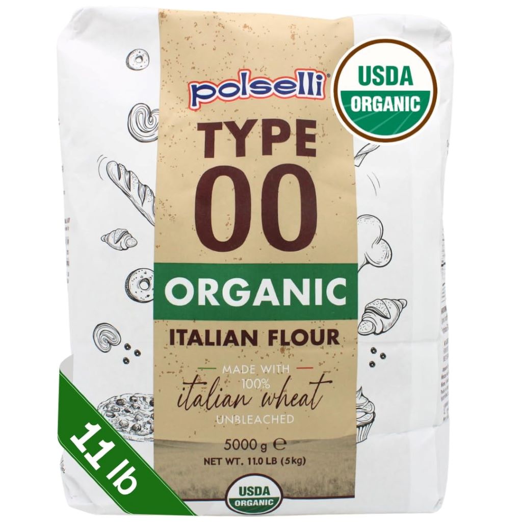 Bag of POLSELLI Type 00 Organic Flour for Italian pizza, pasta, and bread.