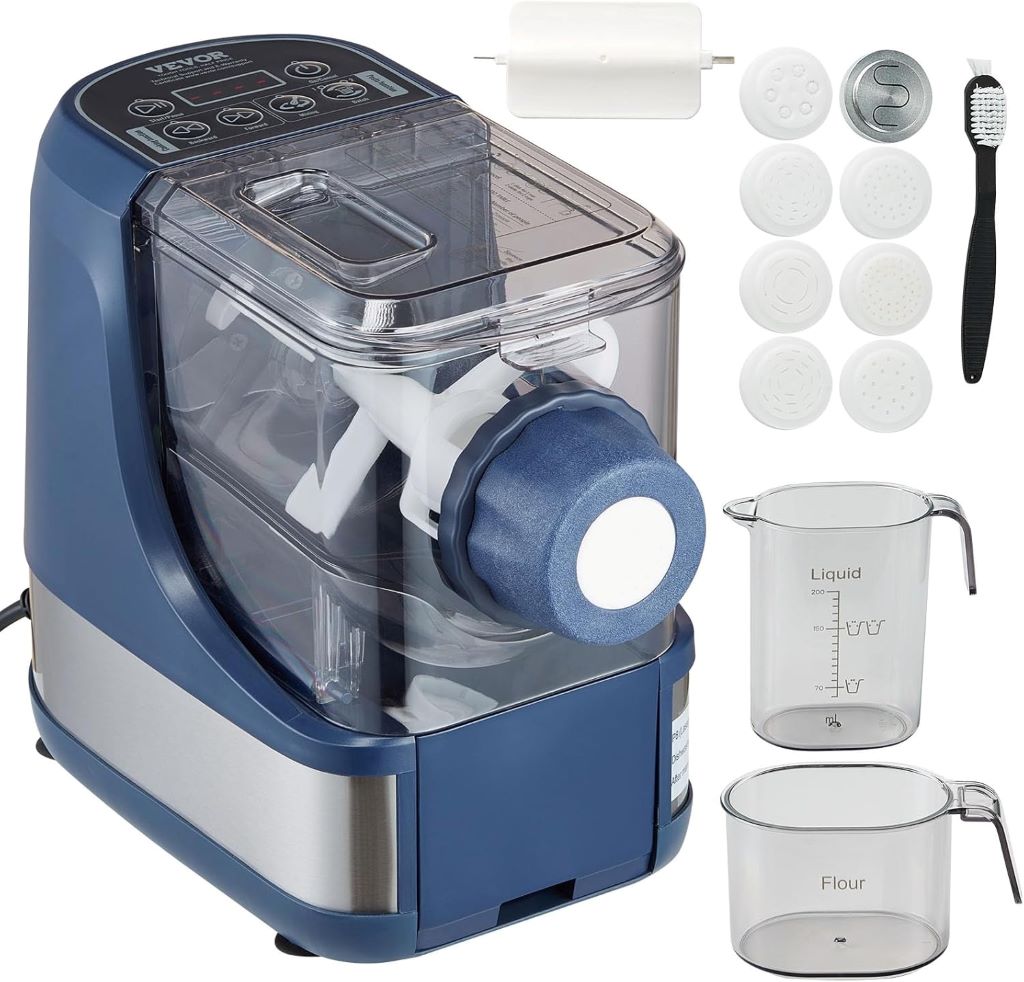 VEVOR 150W electric pasta maker with 8 noodle shape options and smart automatic modes