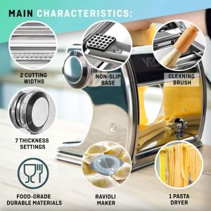 Adjustable VeoHome pasta maker producing fresh Italian-style noodles at home
