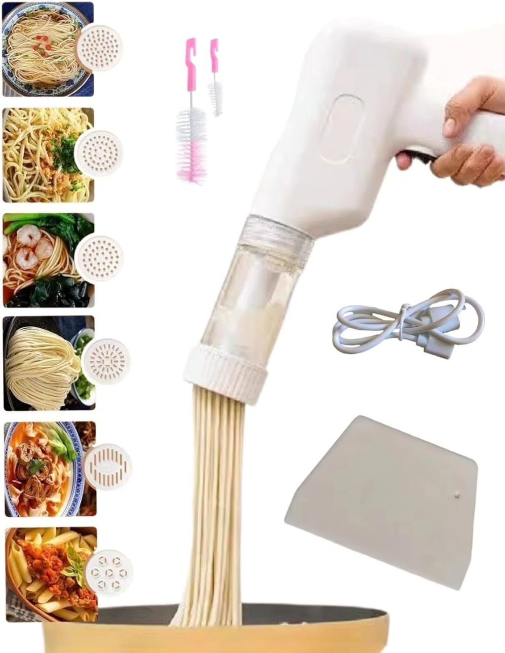 Zuguachi handheld electric noodle machine with pasta cutting tools