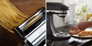 Fresh pasta being made with one of the world’s best-selling pasta makers.
