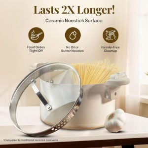 Nonstick versatile kitchen pot for soup, pasta, and rice, dishwasher safe
