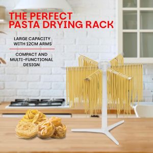 Complete pasta-making set by Nonni’s with adjustable roller and cutter in use.