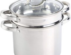 Oster Sangerfield 5-Qt stainless steel pasta pot with steamer basket and lid