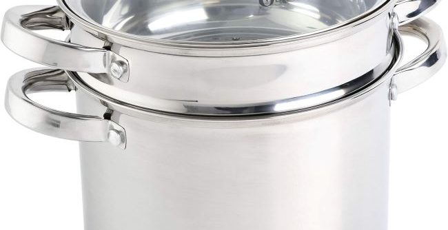 Oster Sangerfield 5-Qt stainless steel pasta pot with steamer basket and lid