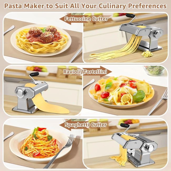Fresh homemade pasta made easy using AceChef Pasta Maker with adjustable rollers.