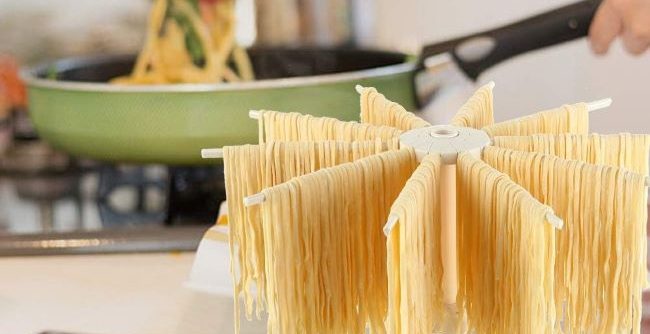 Compact 10-bar pasta dryer by Cambom used for drying homemade noodles.