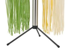 KITCHENDAO Collapsible Pasta Drying Rack fully expanded with rotary arms for drying noodles.