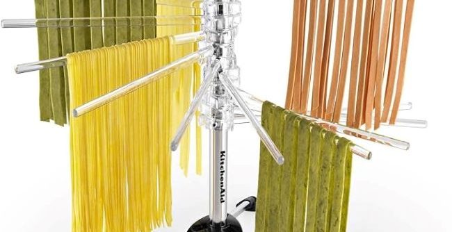 KitchenAid KPDR pasta drying rack holding fresh pasta strands