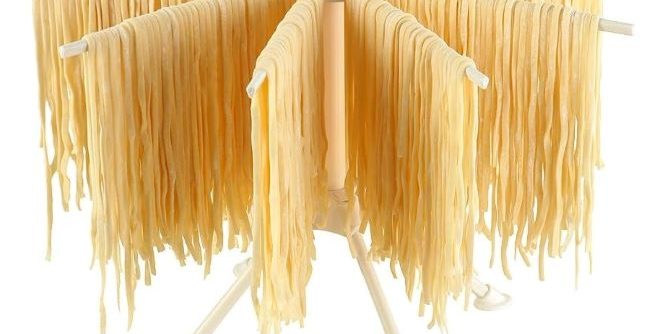 Compact pasta dryer rack showing easy storage design