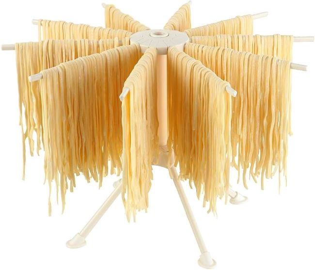 Compact pasta dryer rack showing easy storage design