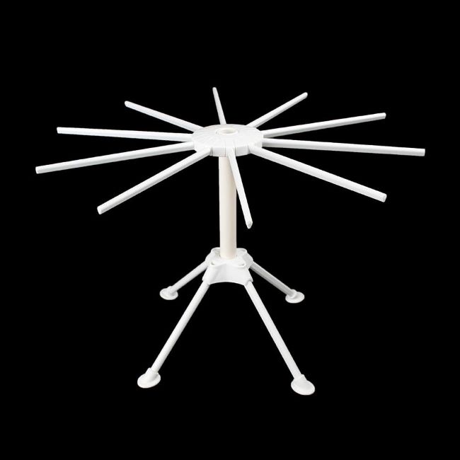 Foldable white pasta drying stand for homemade noodles