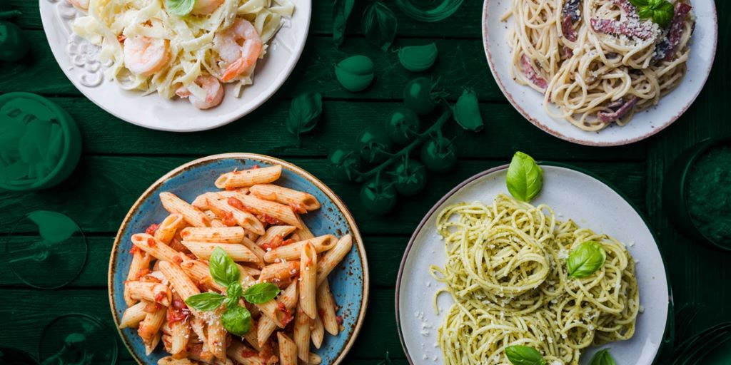 Variety of international pasta dishes showcasing global culinary creativity.