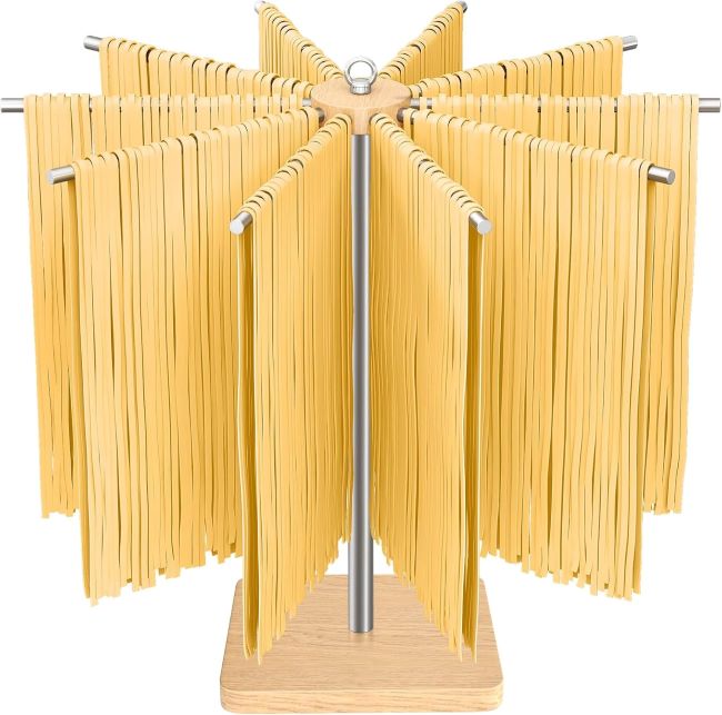 STWWO pasta drying rack with detachable stainless steel arms for homemade pasta