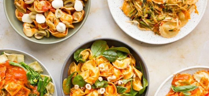 Assortment of global pasta dishes showcasing different cultural styles and flavors.