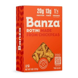 Banza Rotini pasta made from chickpeas, gluten-free and high in protein
