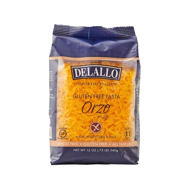 Handcrafted Italian DeLallo gluten free orzo made with corn and rice flour