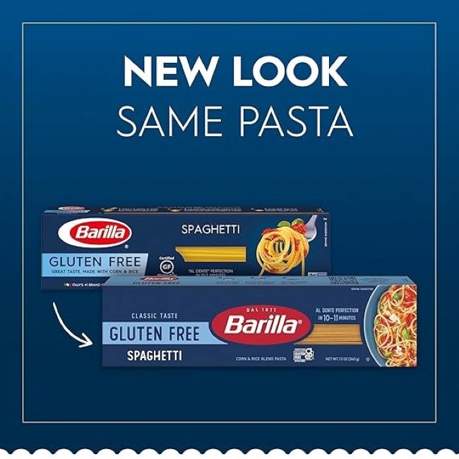 Barilla gluten-free spaghetti made from corn and rice blend, 12 oz pasta box