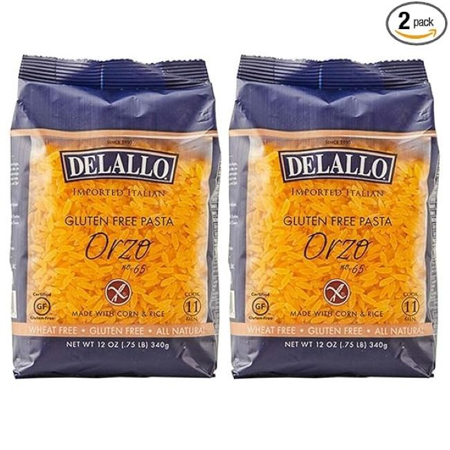 DeLallo gluten-free orzo pasta made with corn and rice flour