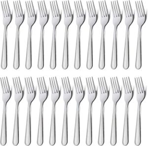Unokit 24-Piece Stainless Steel Dinner Forks – 7.1-inch silverware set, mirror-polished, dishwasher safe for home or restaurant.