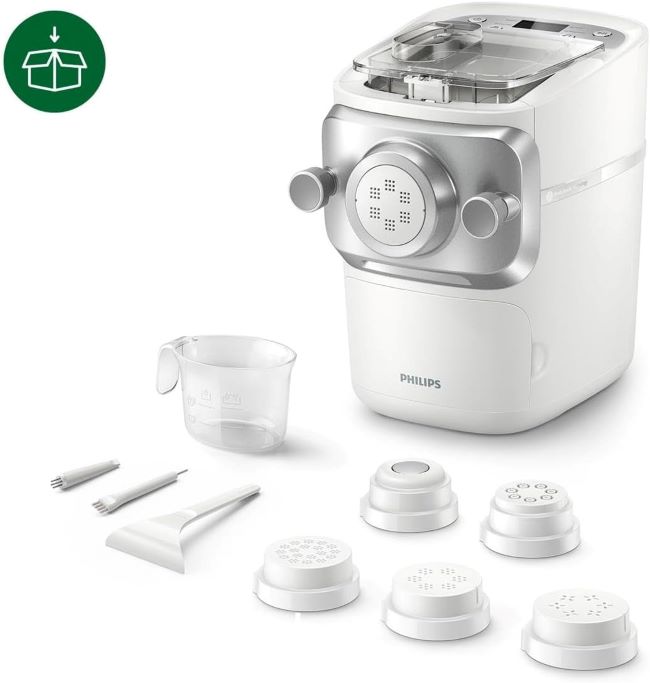 Philips 7000 Series fully automatic pasta maker with ProExtrude technology and 6 shaping discs, white HR2660/00.