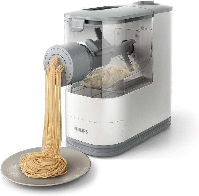 Philips Viva Collection compact pasta and noodle maker with 3 shaping discs and automatic operation, white HR2370/05.