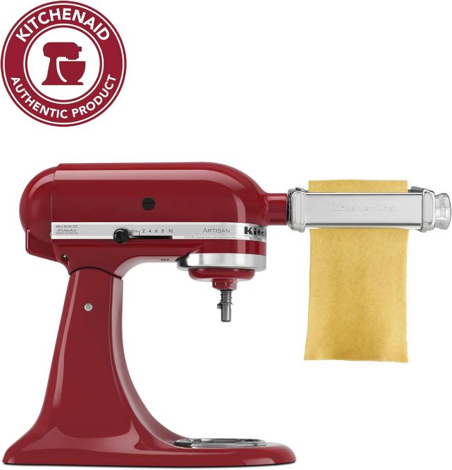 KitchenAid KPSA stand mixer pasta roller attachment for smooth pasta dough rolling and sheet preparation