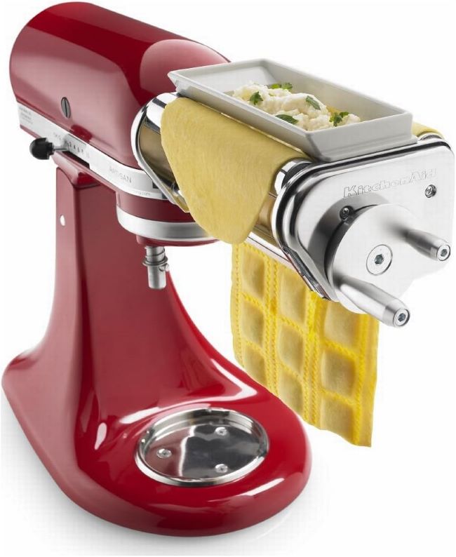 KitchenAid KRAV silver ravioli maker attachment creating filled ravioli pasta with stand mixer convenience