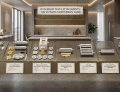 KitchenAid pasta attachment in California (CA) rolling fresh homemade pasta dough on a stand mixer for easy cooking