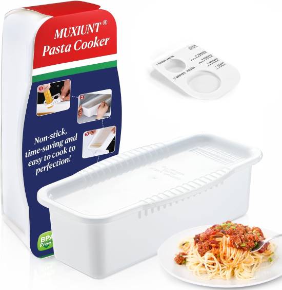 MUXIUNT Microwave Pasta Cooker Pot with Measuring Device