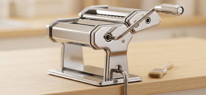 Applying food-grade oil to the gears of a pasta maker