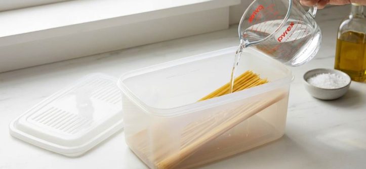 al dente noodles cooked in a microwave pasta cooker